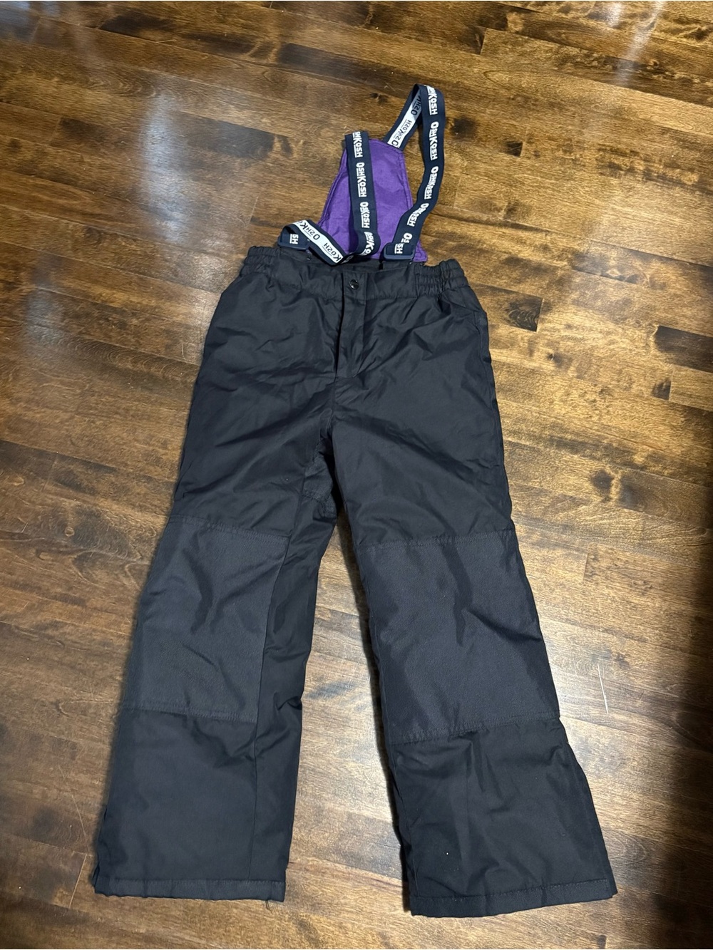 OshKosh B'gosh Black Snow Pants with Purple Suspenders